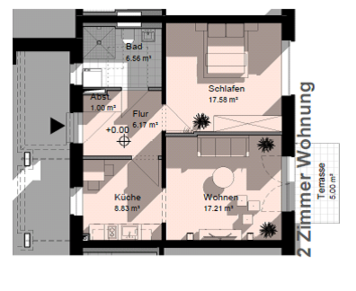 Grundriss 2-Zimmer-Wohnung im Haus Nr. 12
