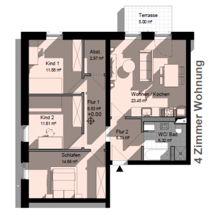 Grundriss 4-Zimmer-Wohnung